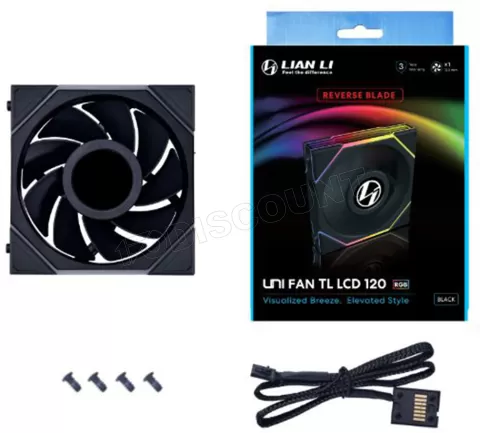 Photo de Ventilateur de boitier Lian Li Uni Fan TL LCD Reverse RGB - 12cm (Noir)