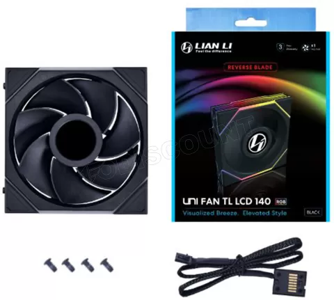 Photo de Ventilateur de boitier Lian Li Uni Fan TL LCD Reverse RGB - 14cm (Noir)