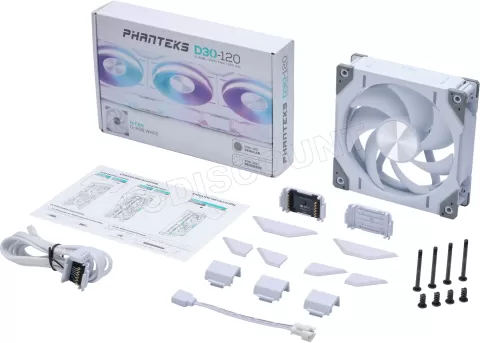 Photo de Ventilateur de boitier Phanteks D30 Regular Airflow RGB - 12cm (Blanc)