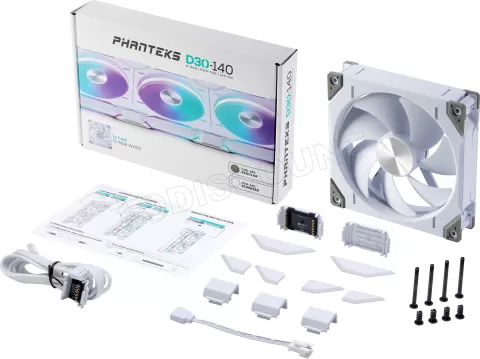 Photo de Ventilateur de boitier Phanteks D30 Regular Airflow RGB - 14cm (Blanc)