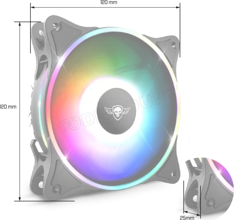 Photo de Ventilateur de boitier Spirit of Gamer AirForce Dual RGB - 12cm (Noir)