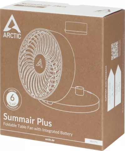 Photo de Ventilateur de bureau sur batterie Arctic Summair Plus - Ø11,2cm (Blanc)